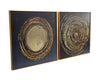 STARBURST SWIRL WALL DECOR WITH GOLD ALUMINUM FRAME, SET OF 2