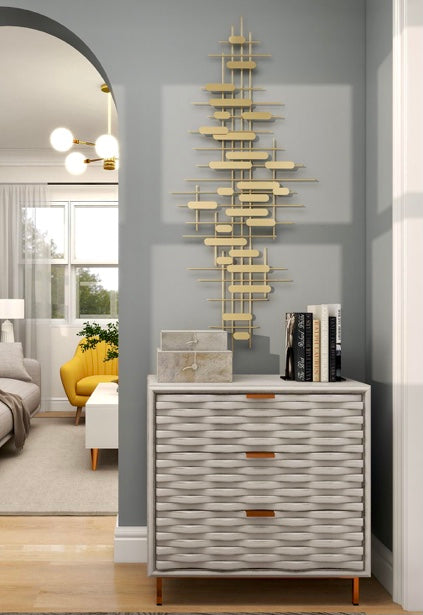 GOLD METAL GEOMETRIC GEOMETRIC LAYERED HOME WALL DECOR