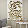 GOLD METAL ABSTRACT METALLIC WALL DECOR WITH WHITE WOOD BACKING