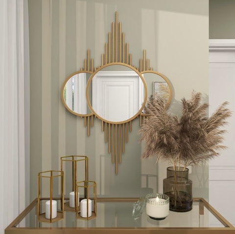 GOLD METAL GEOMETRIC ROOM WALL MIRROR