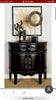 DARK BROWN WOOD VINTAGE FAUX LEATHER ROOM CABINET WITH FAUX LEATHER BUCKLE STRAPS AND STUD DETAILS