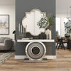 SILVER GLASS SUN MIRRORED CRYSTAL CONSOLE TABLE