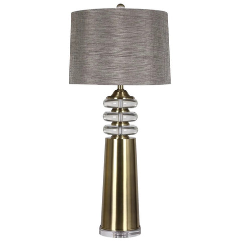 Clear Glass and Brass Finish on Metal Body | Hardback Shade | 3-Way Socket