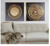 STARBURST SWIRL WALL DECOR WITH GOLD ALUMINUM FRAME, SET OF 2