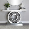 SILVER GLASS SUN MIRRORED CRYSTAL CONSOLE TABLE
