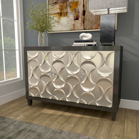 BLACK WOODEN ROOM CABINET WITH SILVER AND CRYSTAL KNOBS